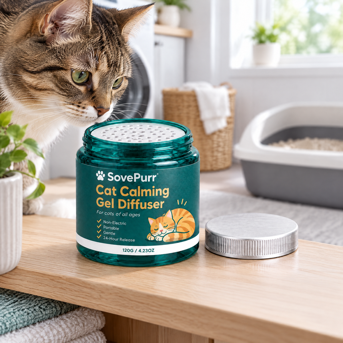 SovePurr placed near the litter box